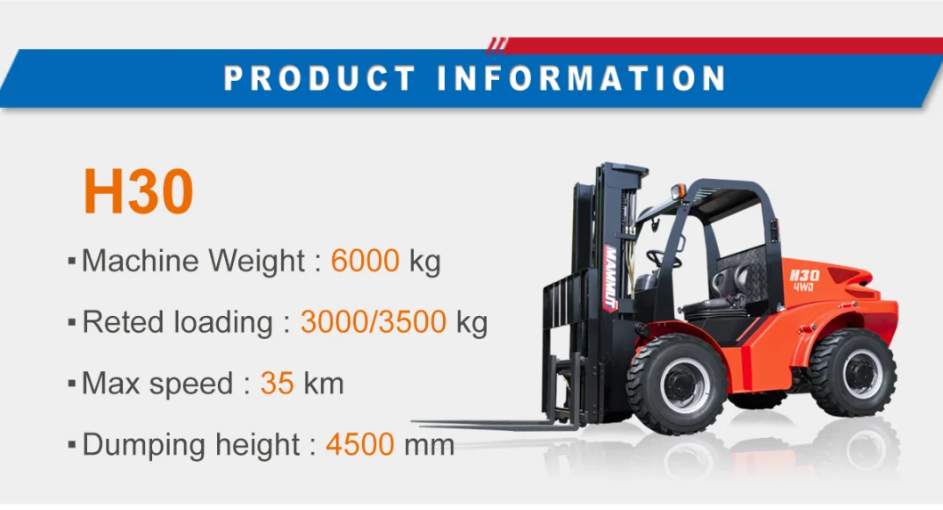 Four Wheel Drive Hydraulic Pallet 2.5ton 3t 3.5t Diesel off-Road All Terrain Rough Terrain Forklift with Xinchai Engine