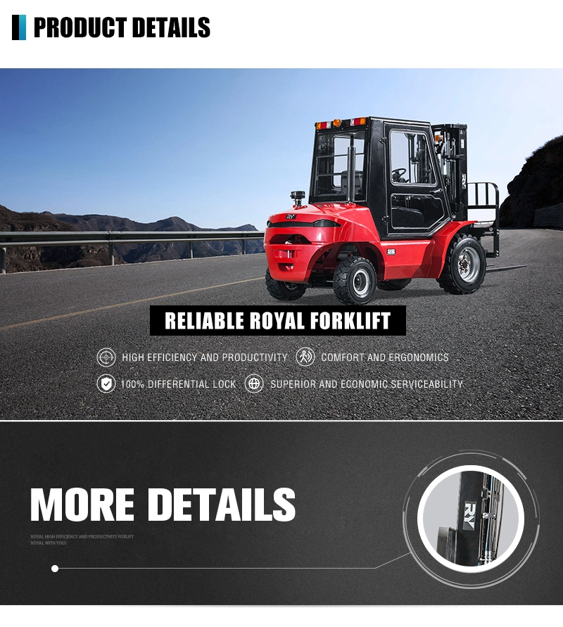 Royal Own Design 2WD 4WD CE ISO off Road Diesel Montacargas Rough Terrain Forklift Trucks with Japanese Engine